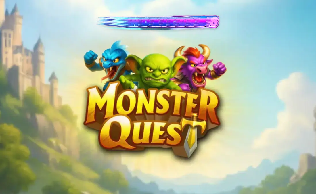 Tampilan visual slot Monster Quest dengan tema kastil abad pertengahan dan ksatria.